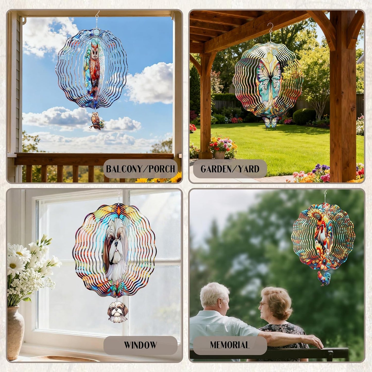 Chicken Wind Spinners Outdoor - Rooster Decor Hanging Kinetic Sculptures Metal Art Ornaments for Patio Yard Home Porch 3D Indoor Outside Decoration Birthday Gifts for Women Mom Grandma