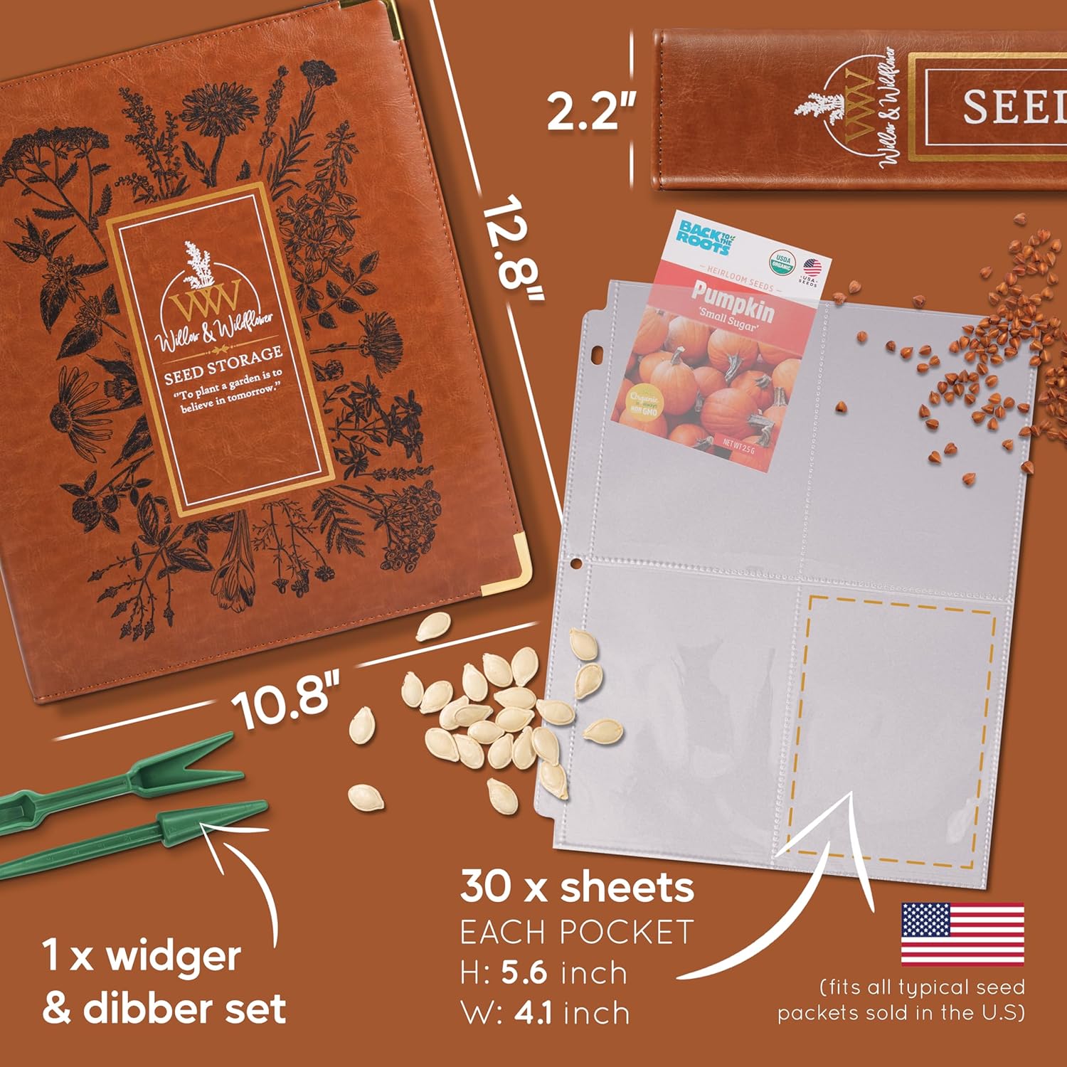 Willow and Wildflower Garden Seed Organizer Binder, Seed Storage Organ