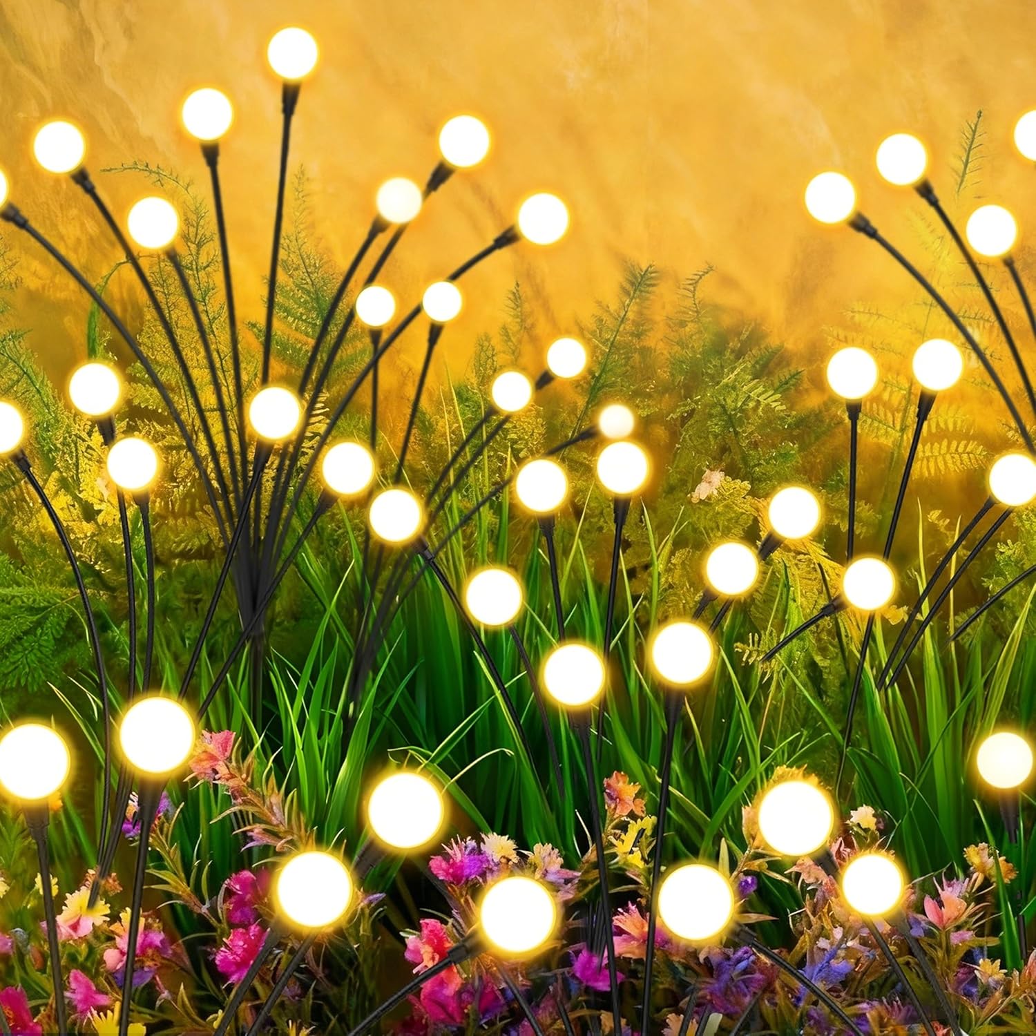 Solar Lights Outdoor-4Pack 32LEDs Solar Garden Firefly Lights Outside,