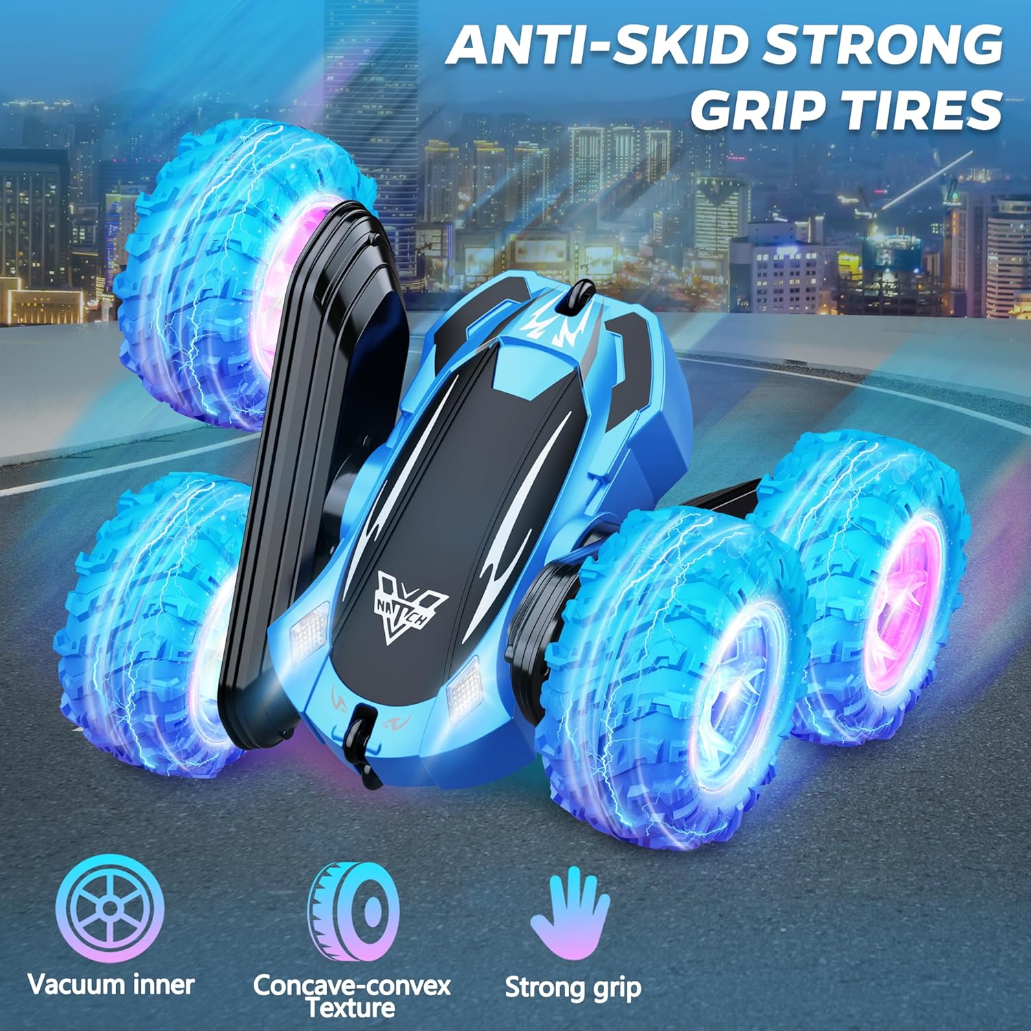 KKONES Remote Control Car, 2.4GHz Double Sided 360° Flips Rotating Ele