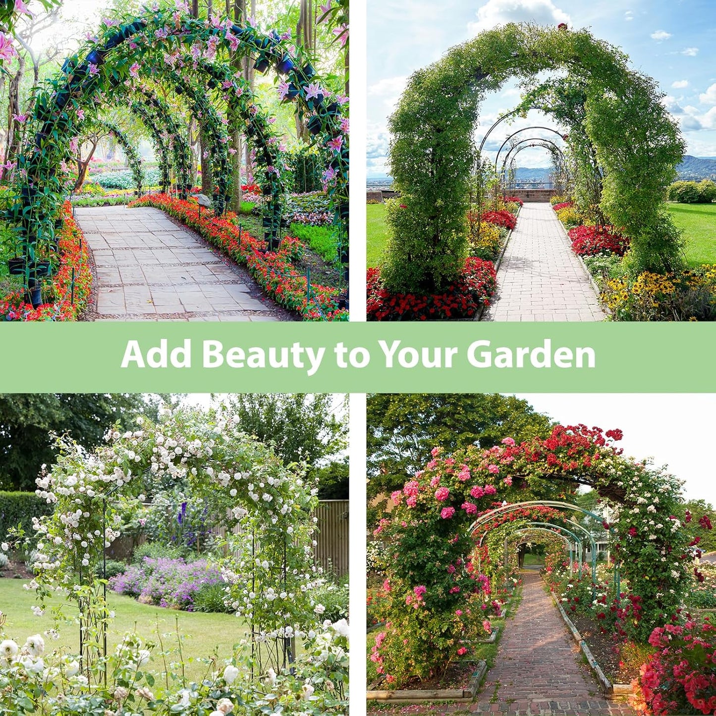 RUBFAC 94" Garden Arch Trellis for Climbing Plants Outdoor, Metal Arch Frame Garden Arbors and Arches, Outdoor Archway for Flower Vines Wedding Bridal Party Decoration, Black