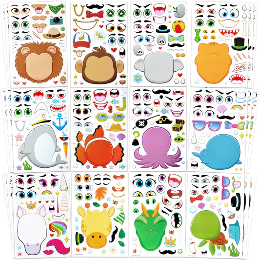 JOYIN 36 Sheets 9"x6" Make a face Stickers for Kids, Make Your Own Ani