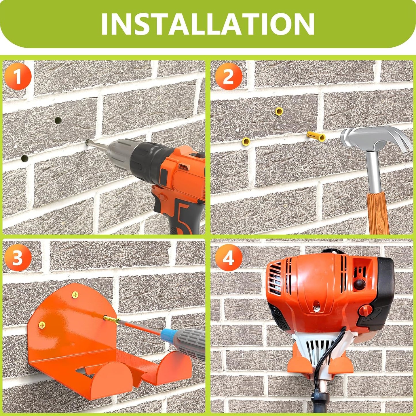 2 Pack Garage Organizer Trimmer Rack Heavy Duty Weed Eater Hanger Trimmer Hanger Garden Power Tool Hanger for Grass Trimmer, Hedge Trimmer, Garage Trimmer Garden Tools