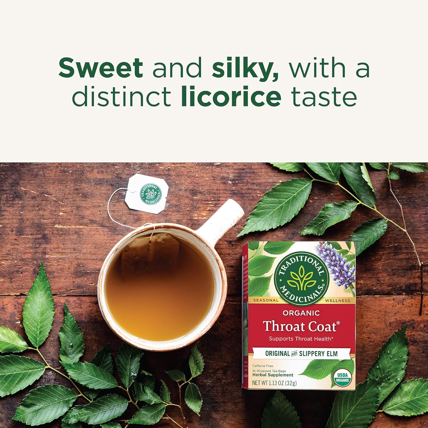 Traditional Medicinals Tea, Organic Throat Coat, Supports Throat Healt