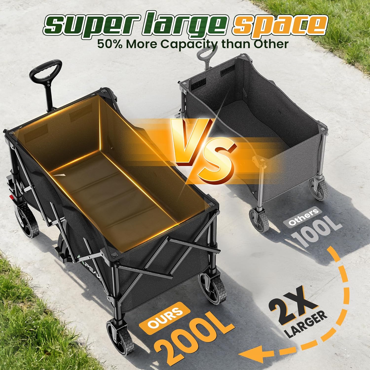 Wagons Carts Foldable,Collapsible Wagon with Wheels,450LBS Heavy Duty 