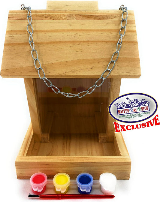Mɑtty's Toy Stop Paint Your Own Deluxe Large 9" Wooden Bird Feeder (In