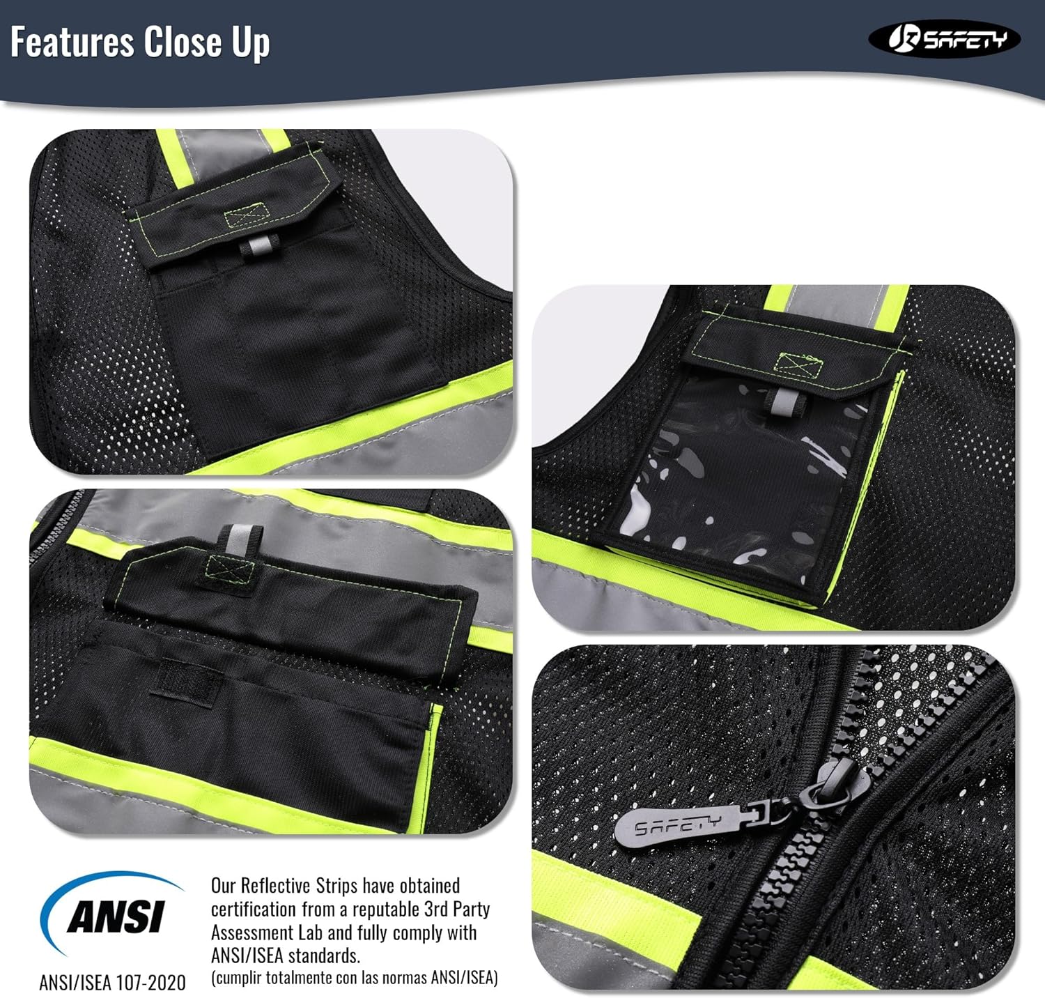 JKSafety Hi Vis Reflective Safety Vests for Men Women High Visibility 