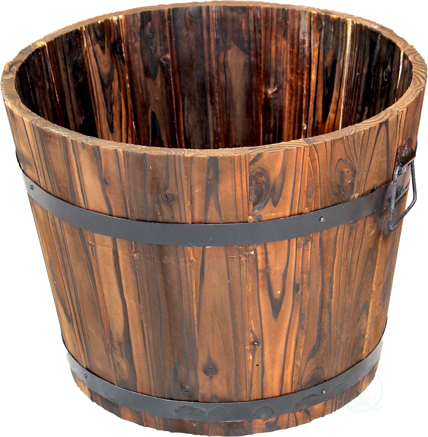 Extra Large Wooden Whiskey Barrel Planter, 18" Dia x 14" High