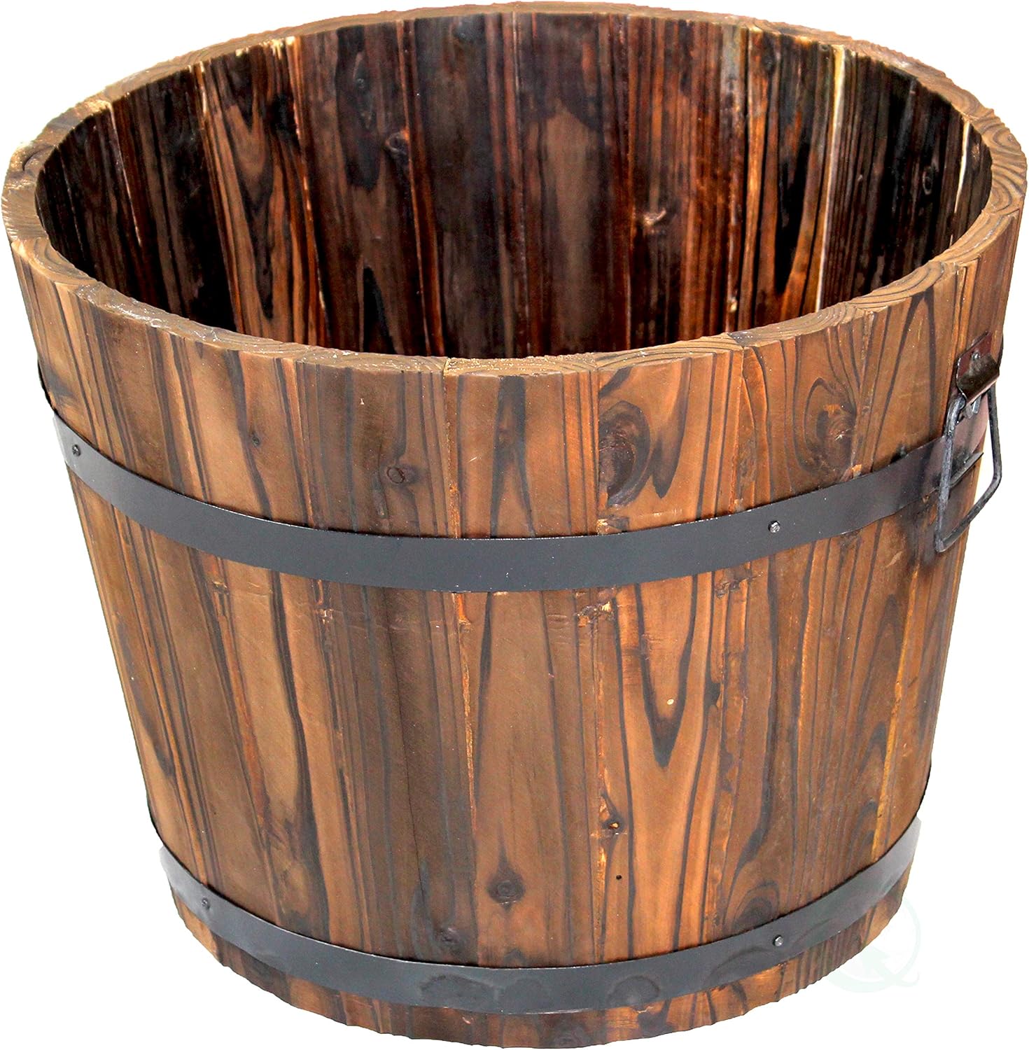 Extra Large Wooden Whiskey Barrel Planter, 18" Dia x 14" High