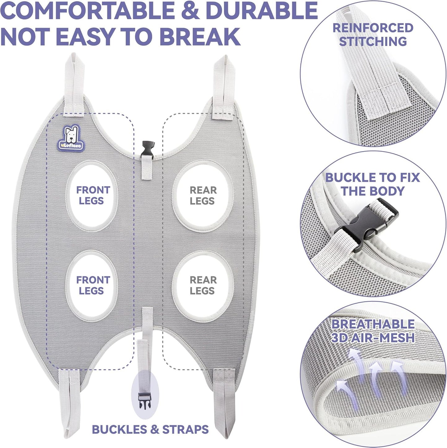 Dog Grooming Hammock Harness for Dogs & Cats with Pet Nail Clipper Tri
