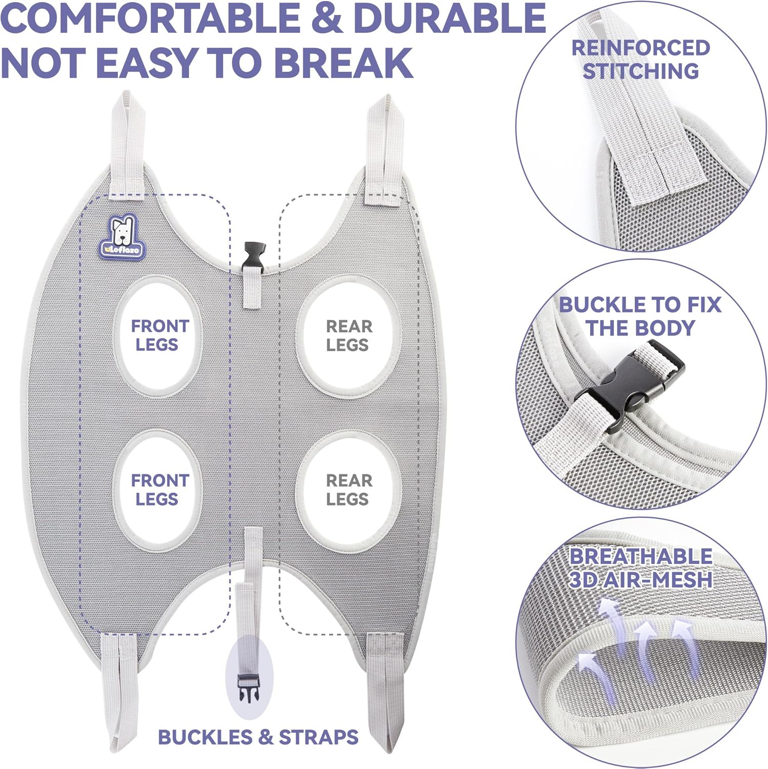 Dog Grooming Hammock Harness for Dogs & Cats with Pet Nail Clipper Tri