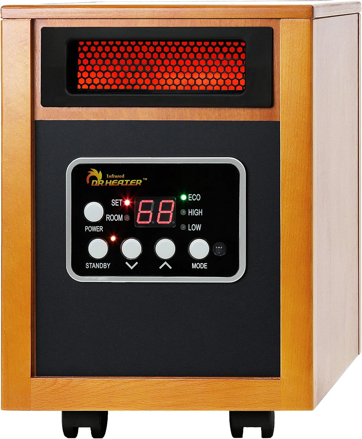 Dr Infrared Heater DR-968 Portable Space Heater, 1500-Watt, Cherry