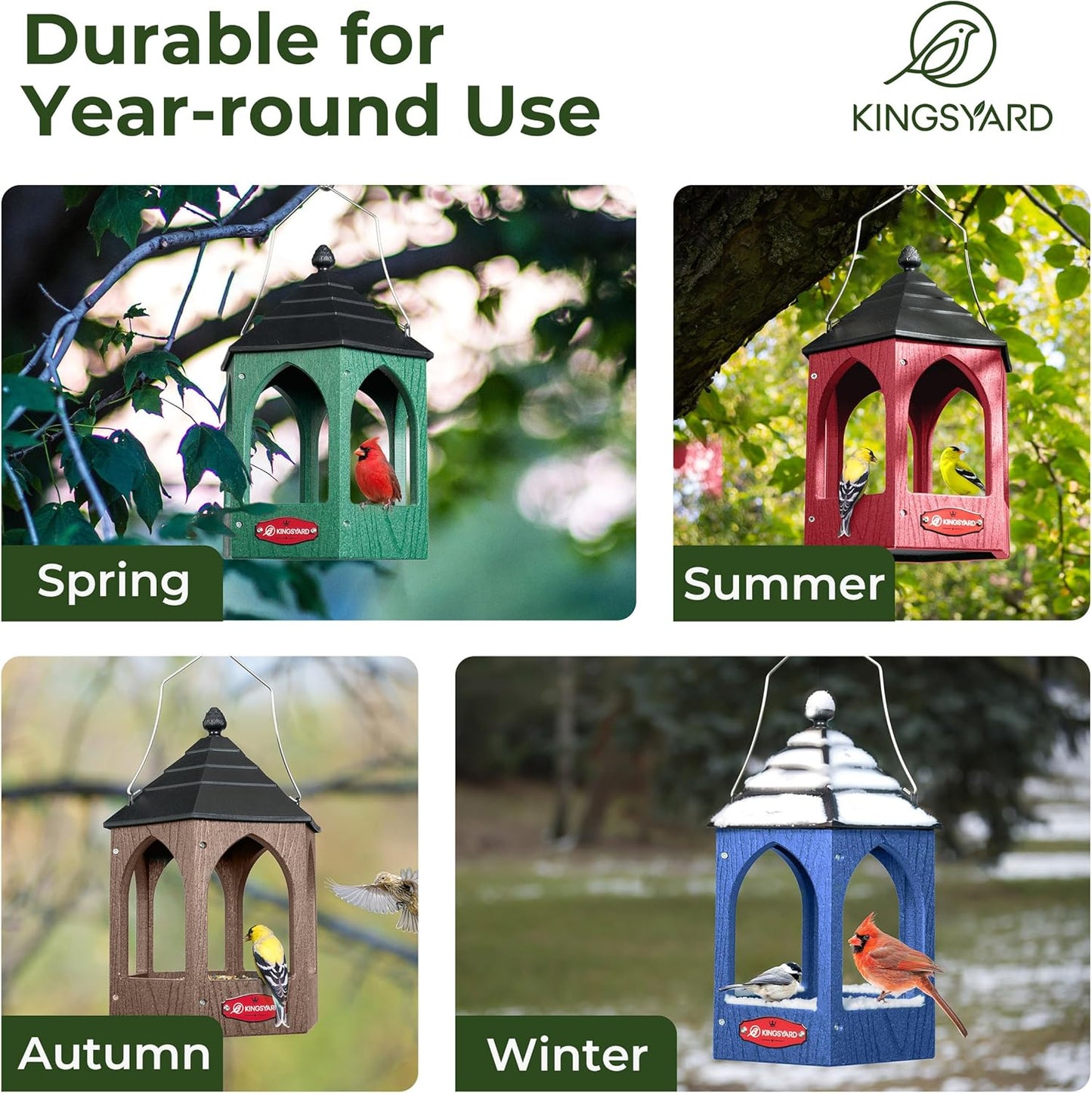 Kingsyard Platform Bird Feeder for Outdoor Hanging - Gazebo Style Recy