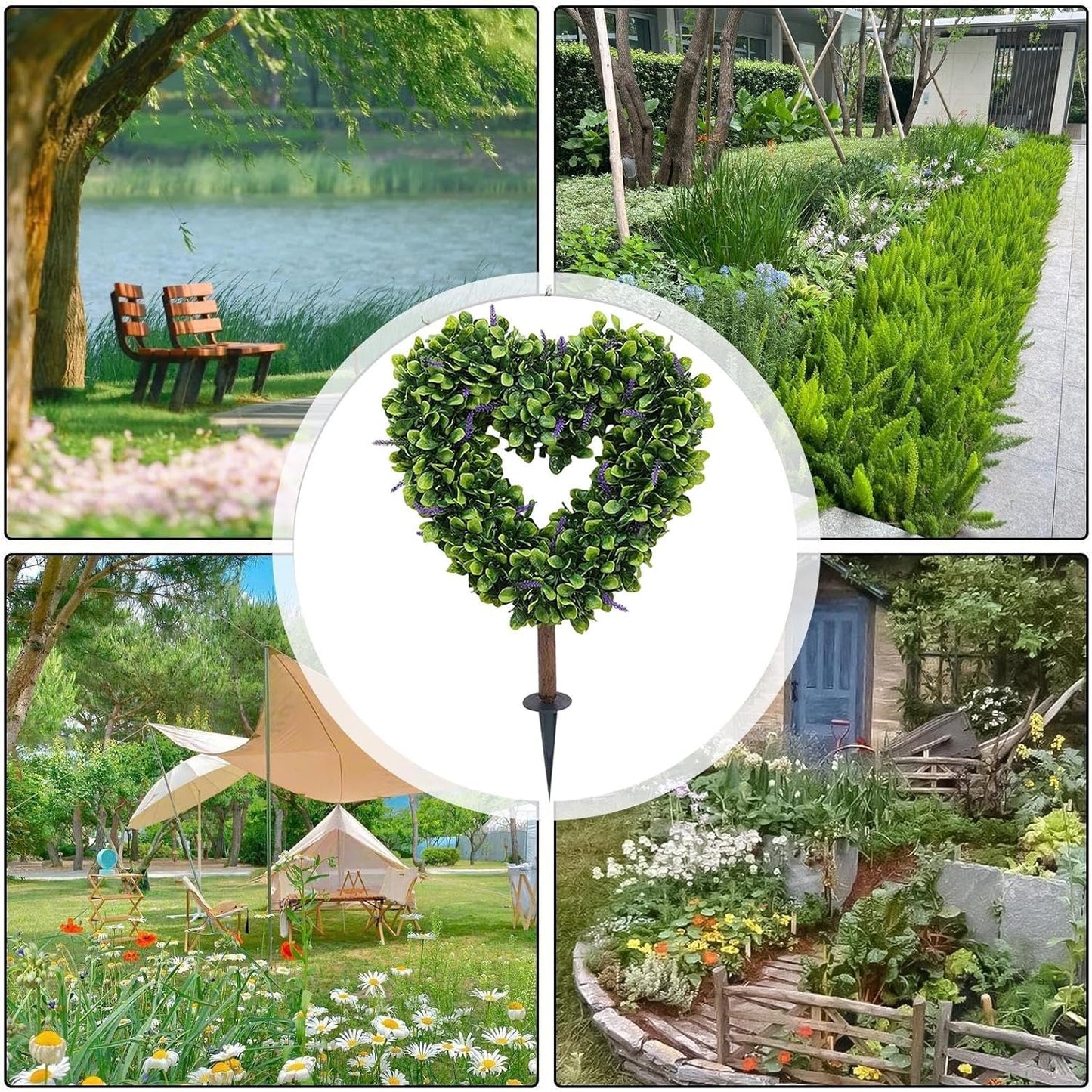 Outdoor Topiary, 25.5in Valentines Day Decorations, Heart Shaped Topiary for Planter, Pot, Potted, Courtyard, Porch, Wedding, Farmhouse, Backyard, Garden