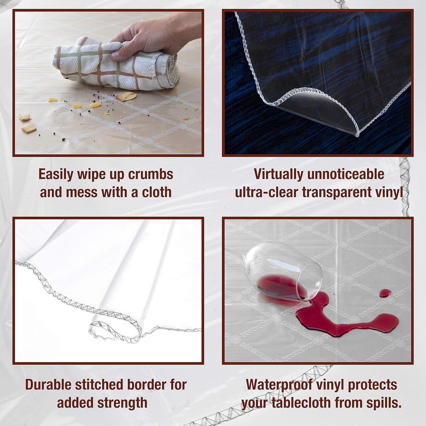 Elaine Karen Clear Plastic Table Cover Protector 100% Waterproof Table Protector Crystal Clear Plastic Tablecloth Cover for Dining Table Heavy Duty Vinyl, 54" x 72" Rectangle