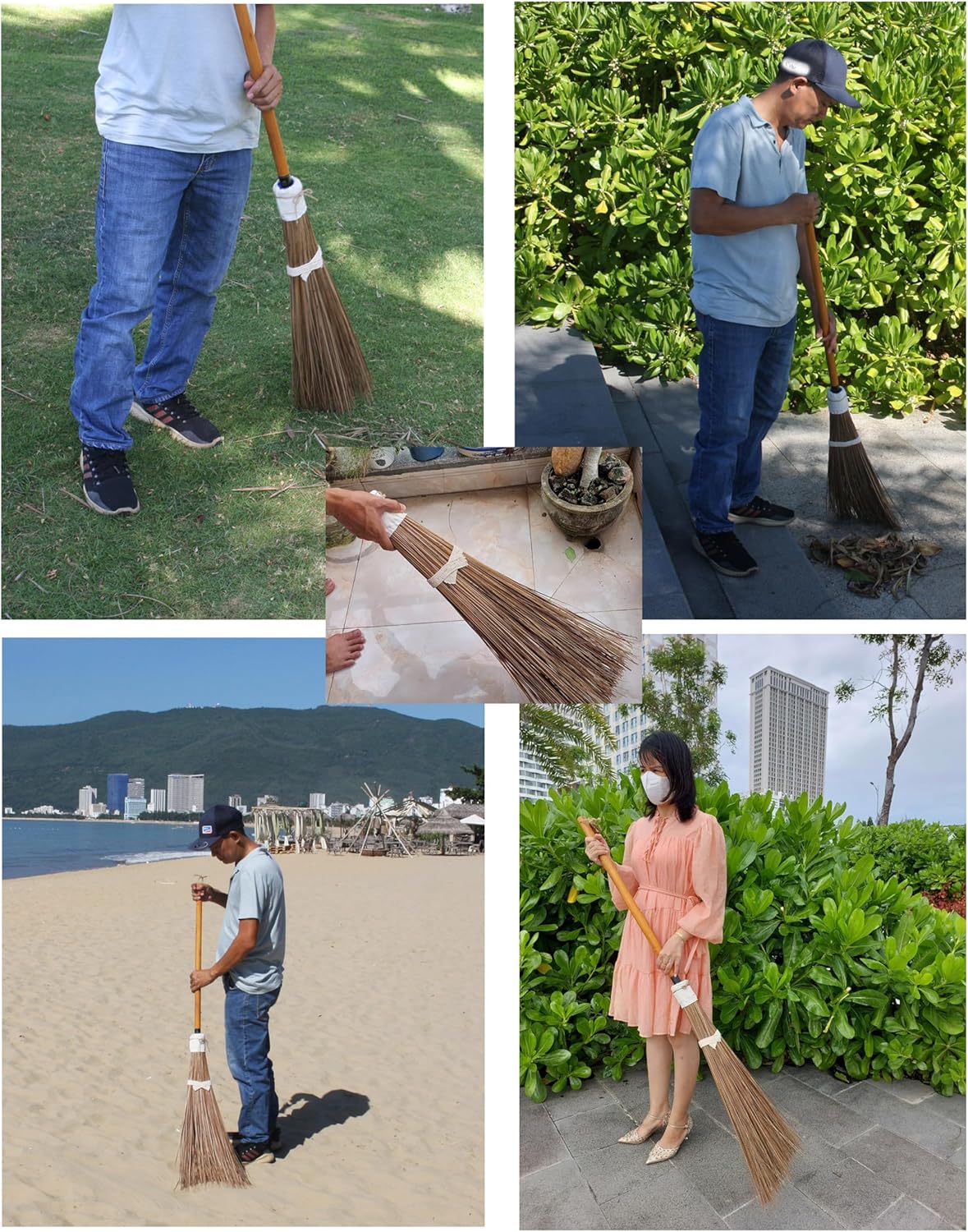 Coconut Broom - 55 Inches Length, Heavy Duty Broom for Sweeping Patio, Garden, House, Garage and Other Outdoor Spaces.