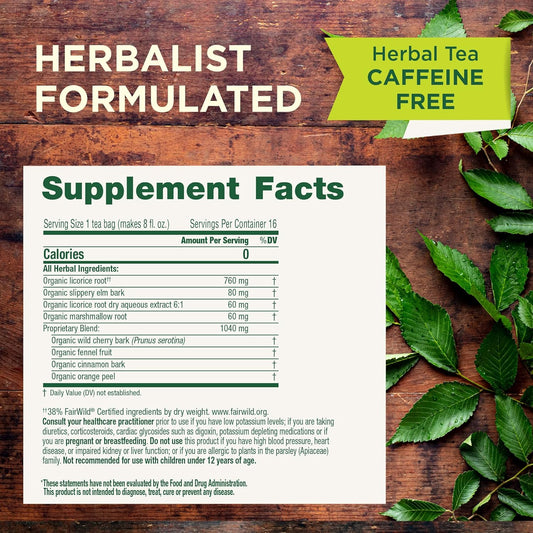 Traditional Medicinals Organic, Throat Coat Tea, Original with Slippery Elm - Supports Throat Health - Kosher, Non-GMO, Caffeine-Free, Compostable - 16 Tea Bags