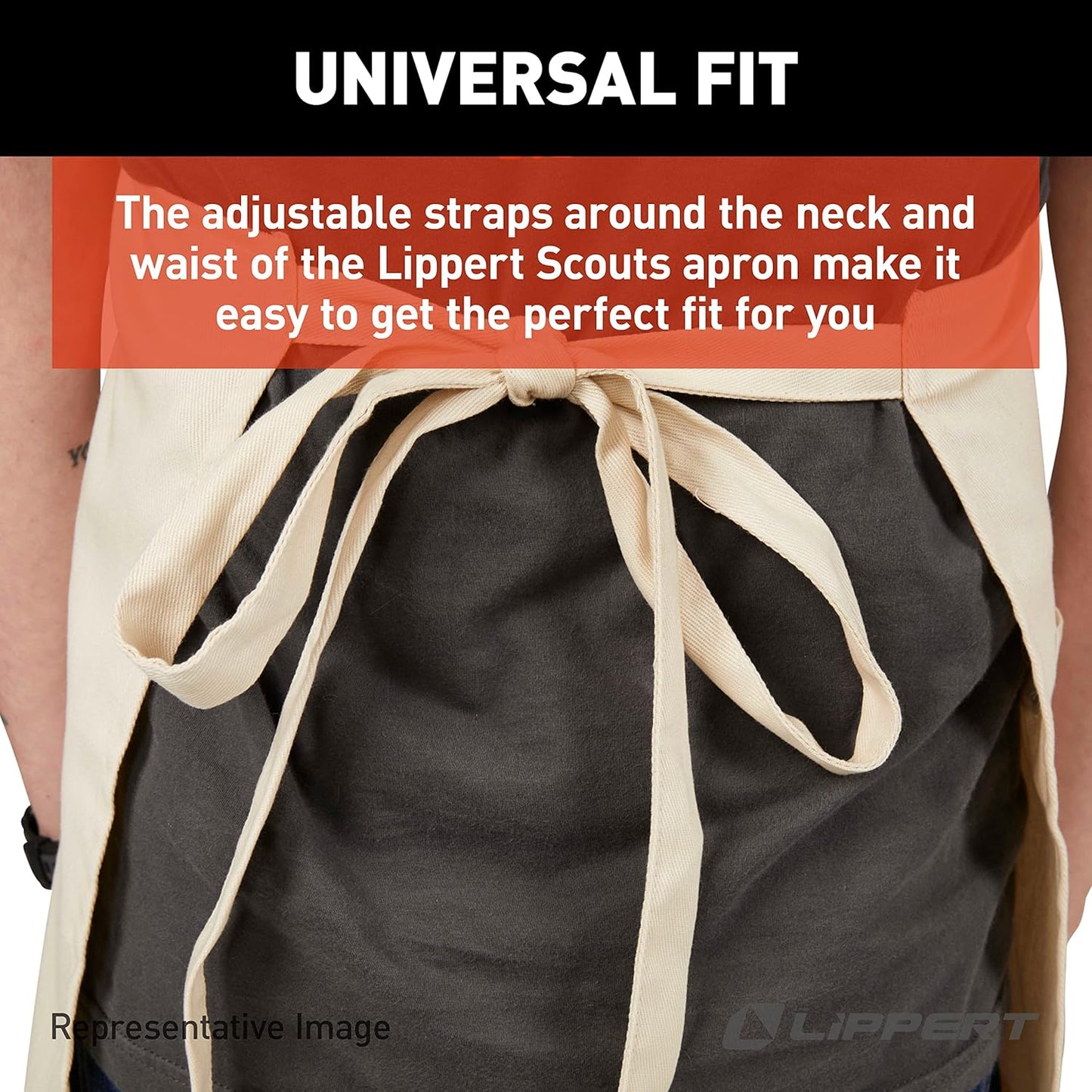 Lippert™ Scouts Apron – Perfect for cooking, grilling, cleaning, gardening, crafting – Comfortable and durable cotton twill material – Three storage pockets and towel loop for convenience – 2022107842
