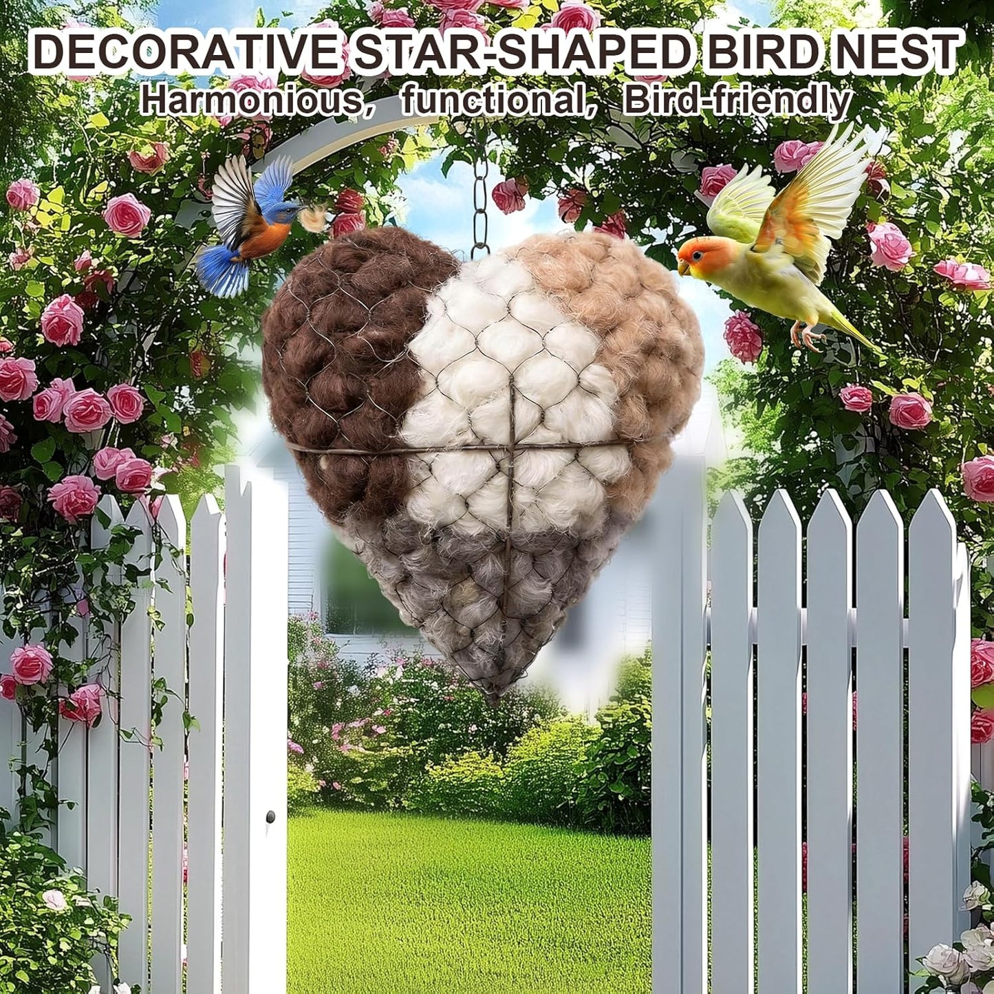 Handmade Alpaca Fiber Heart-Shaped Bird Nesting Material Holder | Wint