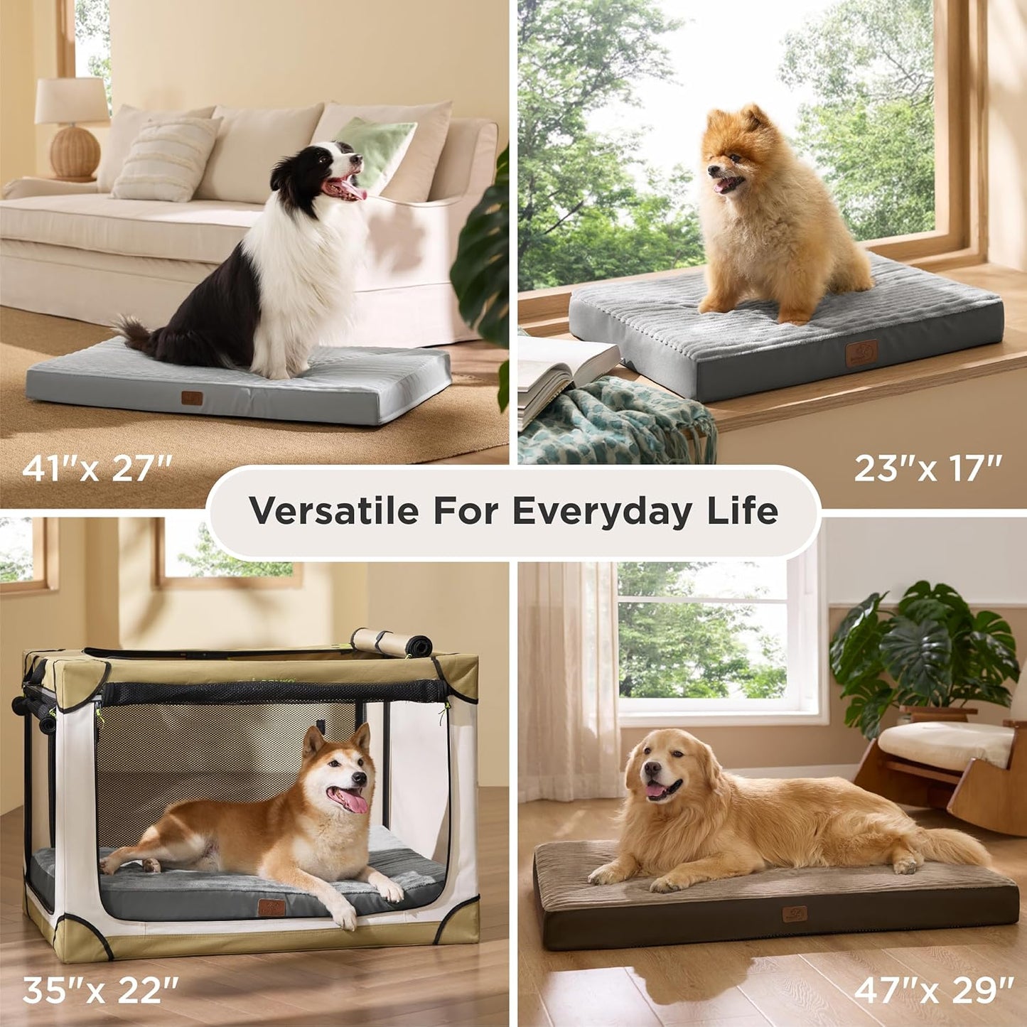 Bedsure ComfyFleece Dog Beds Large Sized Dog- Orthopedic Pet Beds for 