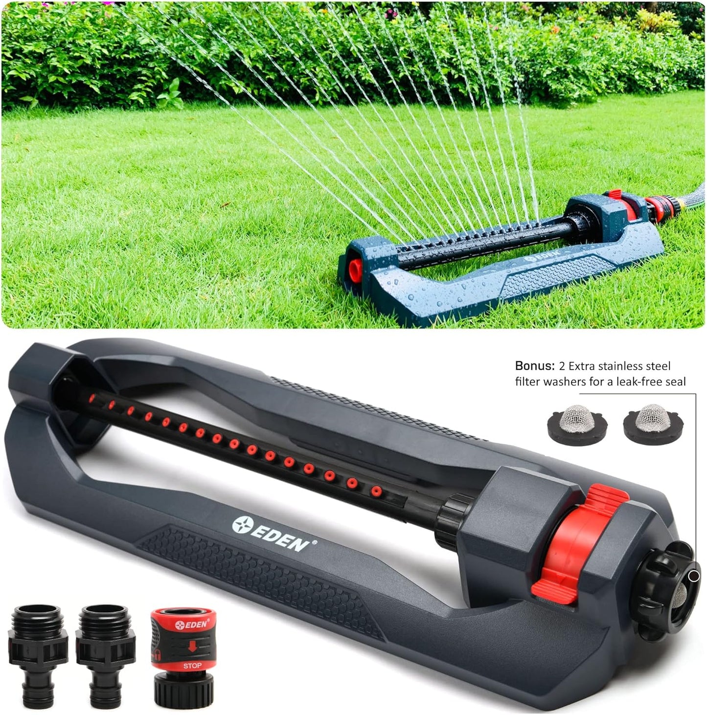 Eden 96213 Essential Turbo Oscillating Water Sprinkler, Covers Up to 3