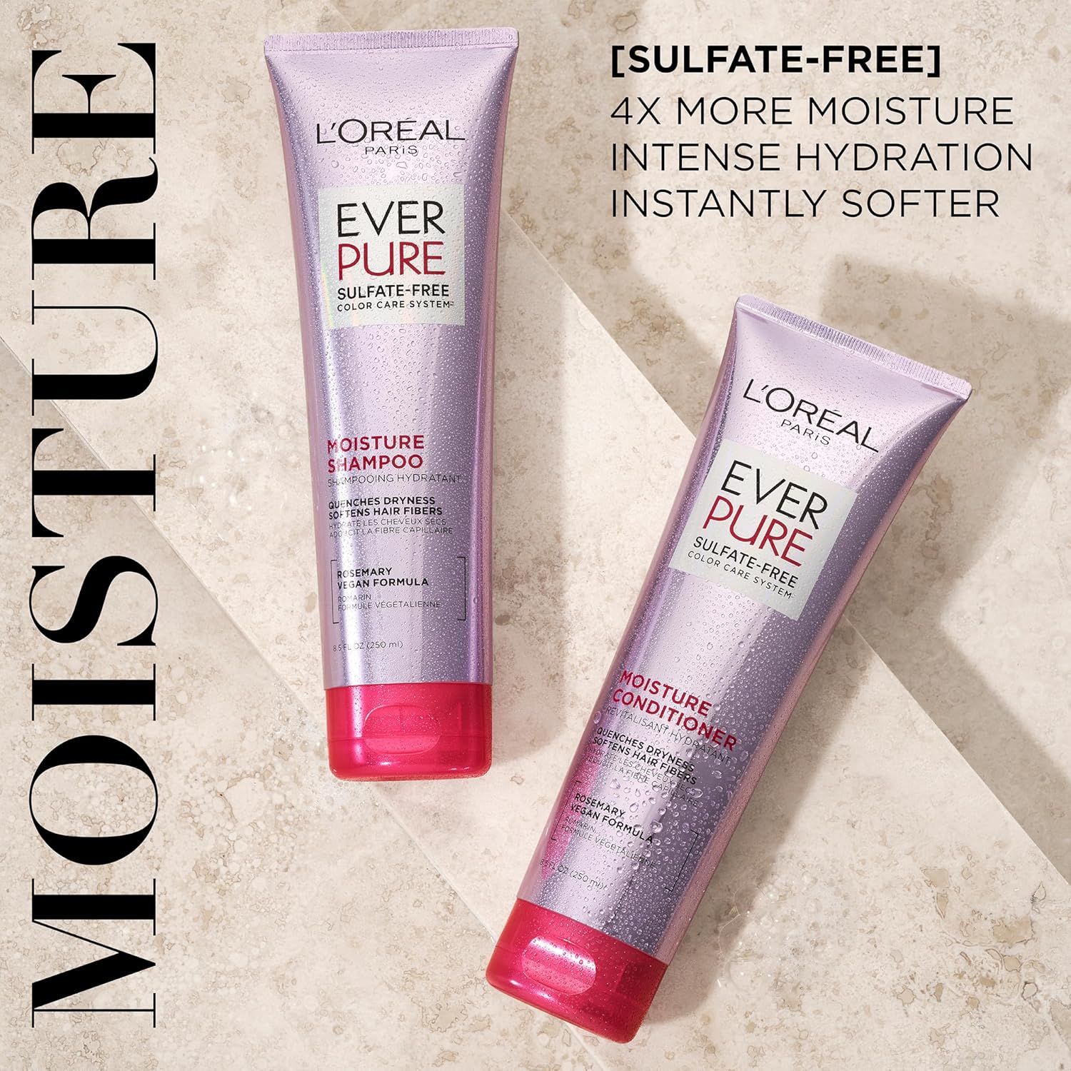 L'Oreal Paris Moisture Sulfate Free Shampoo and Conditioner Set, Hair 