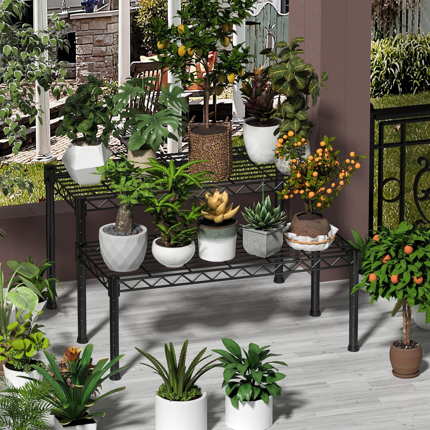 Xiofio 2 Tier Ladder Potted Multiple Plants for Indoor and Outdoor Pla