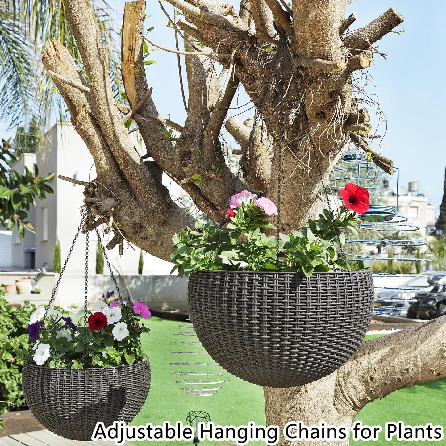 3 Pack 25.5 Inch Hanging Basket Chain, Black Hanging Chain with Hooks for Hanging Bird Feeders, Billboards, Chalkboards, Basket, Planters, Lanterns, Wind Chimes and Decorative, Indoor Outdoor Use