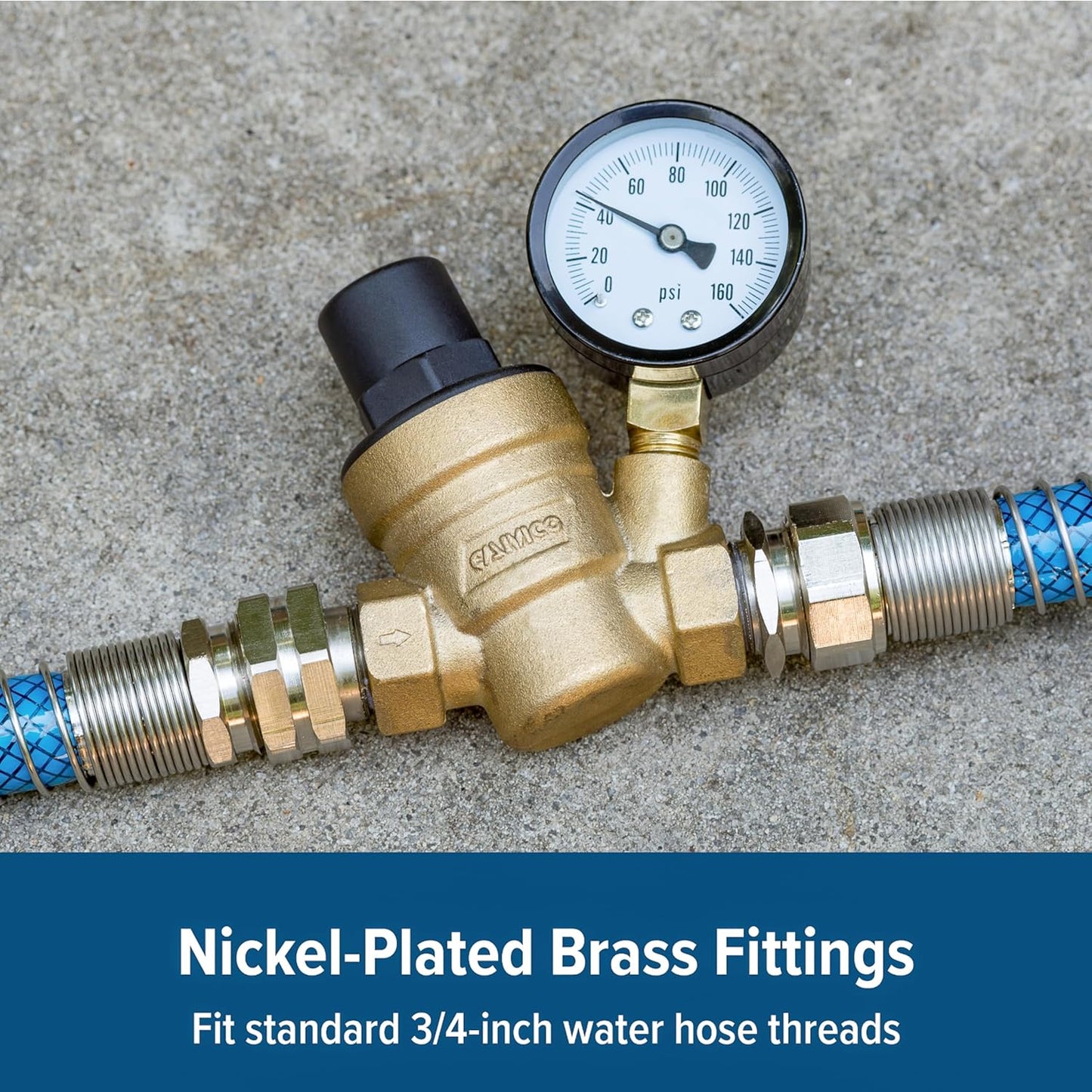 Camco Adjustable RV/Marine Brass Water Pressure Regulator | Help Stop 
