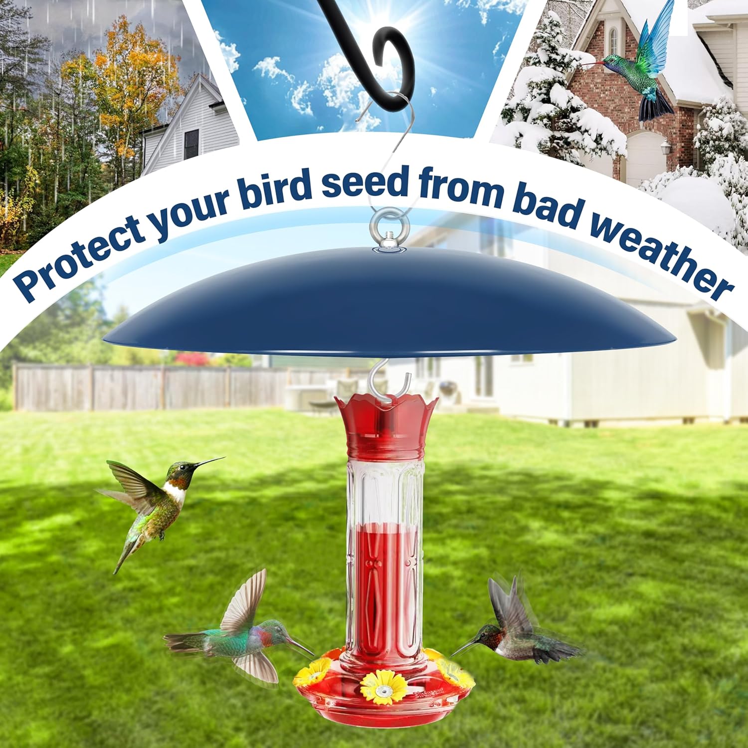 Bird Feeder Dome Guard,Squirrel Baffle for Hanging Feeder,13-Inch Cove