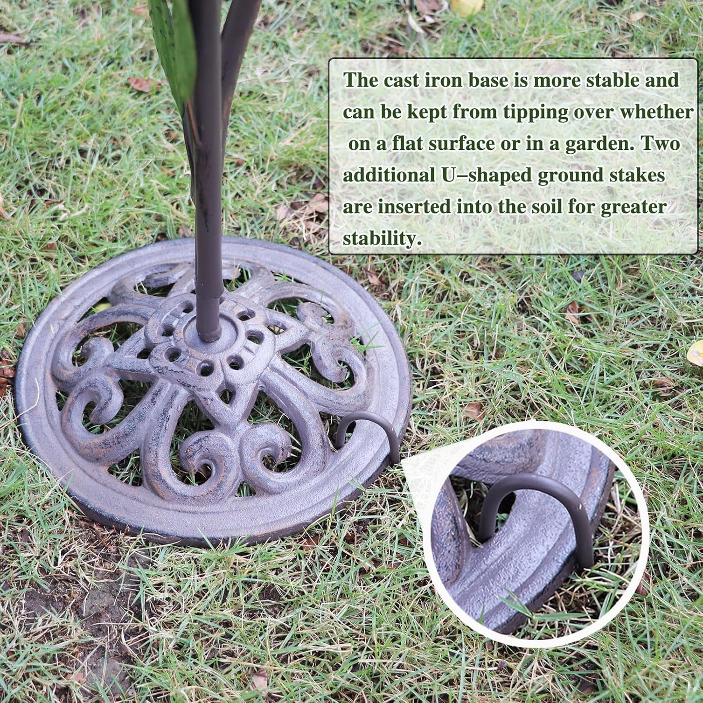 38" H Cast Iron Pedestal Bird Bath, Bird Baths for Outdoors with Metal Bird House Bird Feeder 3-in-1, Garden Yard Lawn Decor
