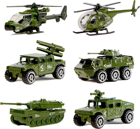 Die-cast Military Vehicles,6 Pack Assorted Alloy Metal Army Vehicle Mo