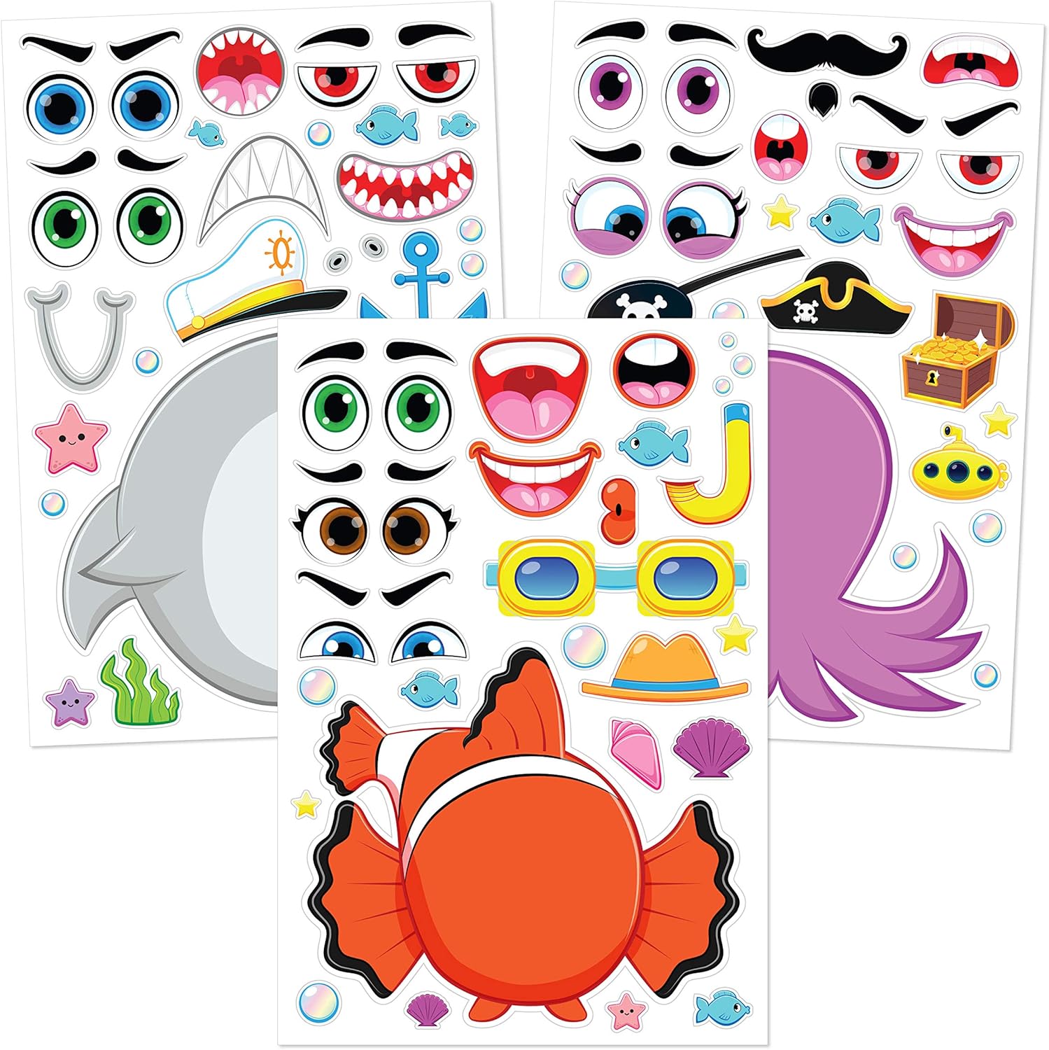 JOYIN 36 Sheets 9"x6" Make a face Stickers for Kids, Make Your Own Ani