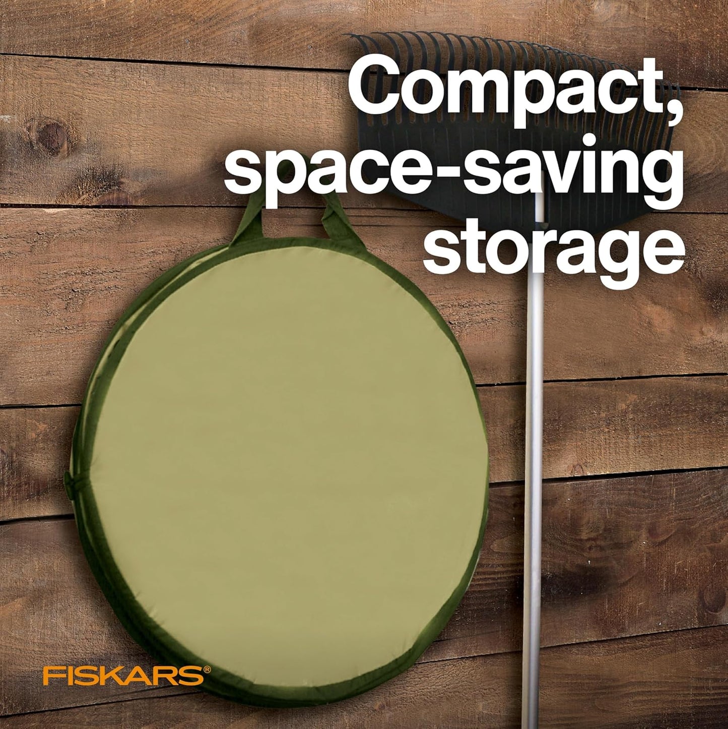 Fiskars Kangaroo Collapsible Spring Up Garden Bag for Yard Waste, Grass, Branches & Weeds, Tear & Mildew Resistant Vinyl-Coated Polyester, Folds Flat to 3 Inches for Space-Saving Storage, 30 Gallon