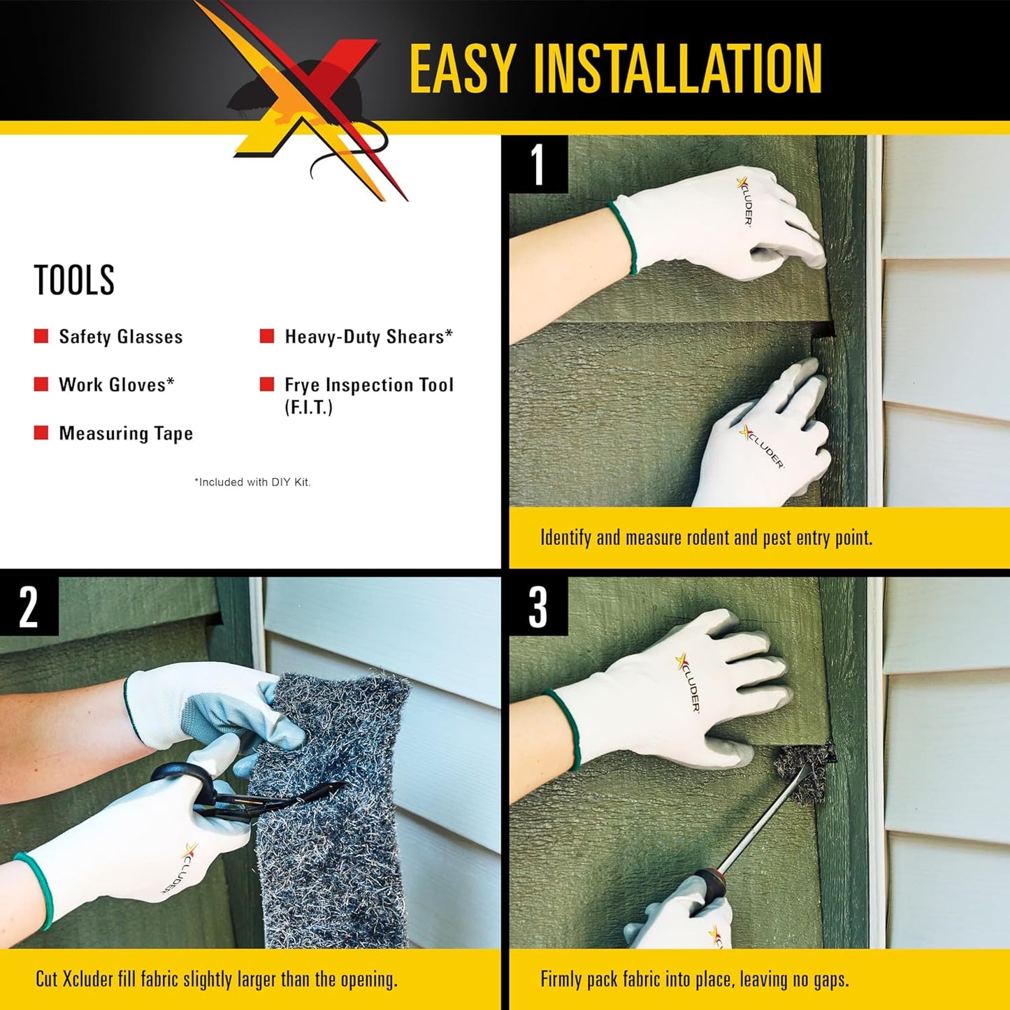 Xcluder Rodent Control Fill Fabric, Large DIY Kit with Inspection and 