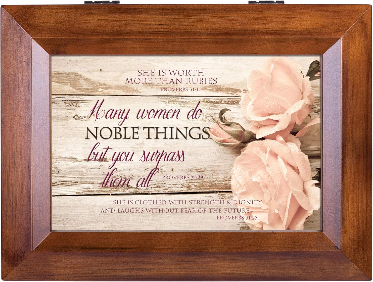 Cottage Garden Proverbs 31 Woman Distressed Wood Finish Jewelry Music 