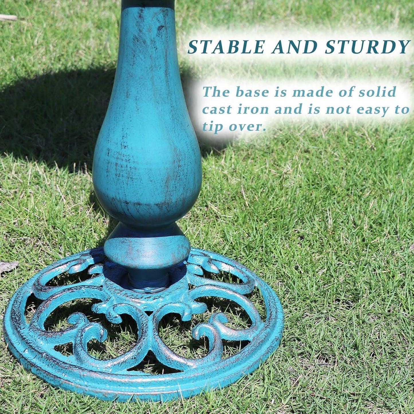26.6”H×12.3" W Cast Iron Pedestal Bird Bath，Metal Birdbaths Bird Feede