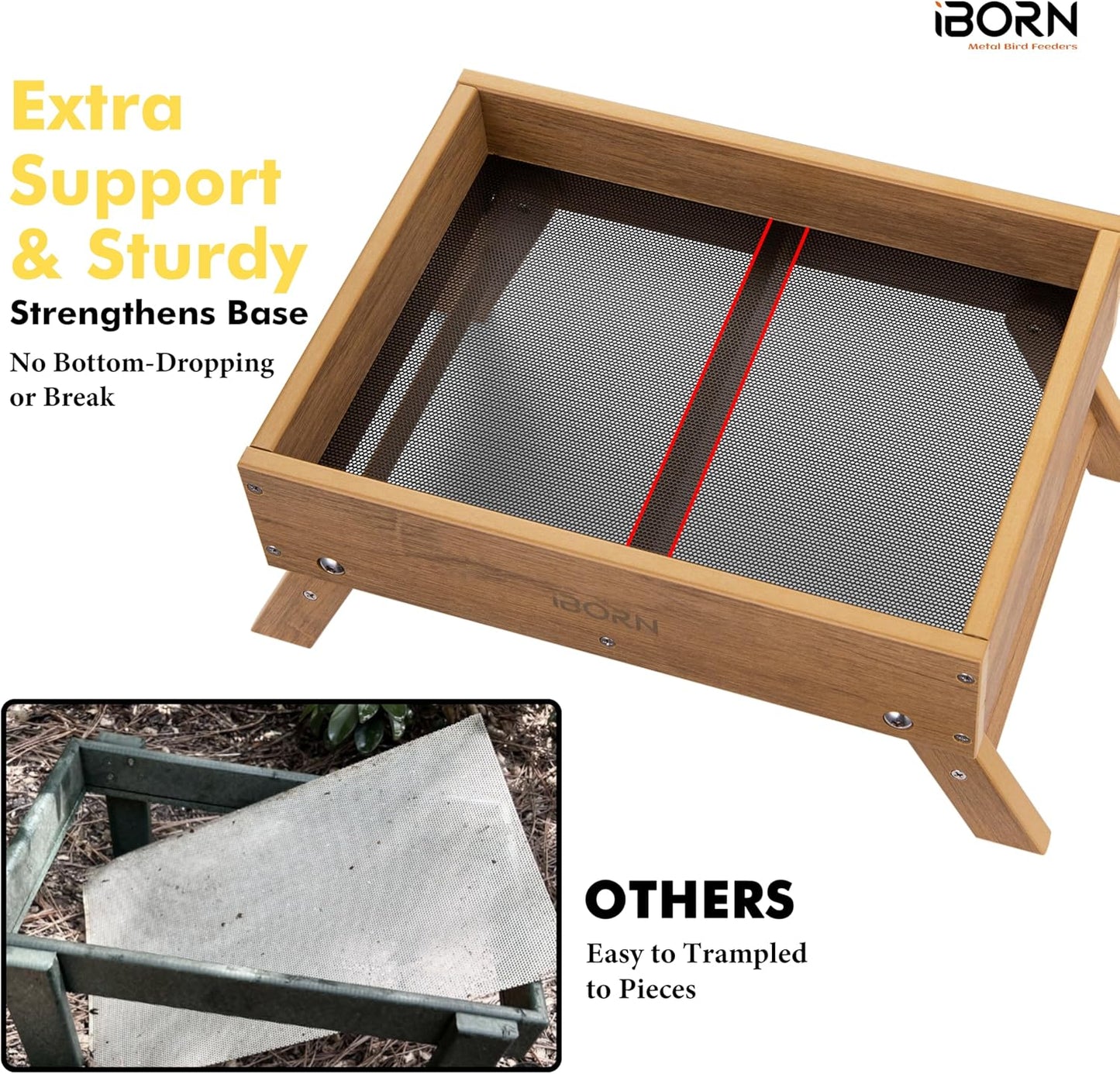 iBorn Ground Bird Feeder, Bird & Squirrel Platform Feeder for Outdoors