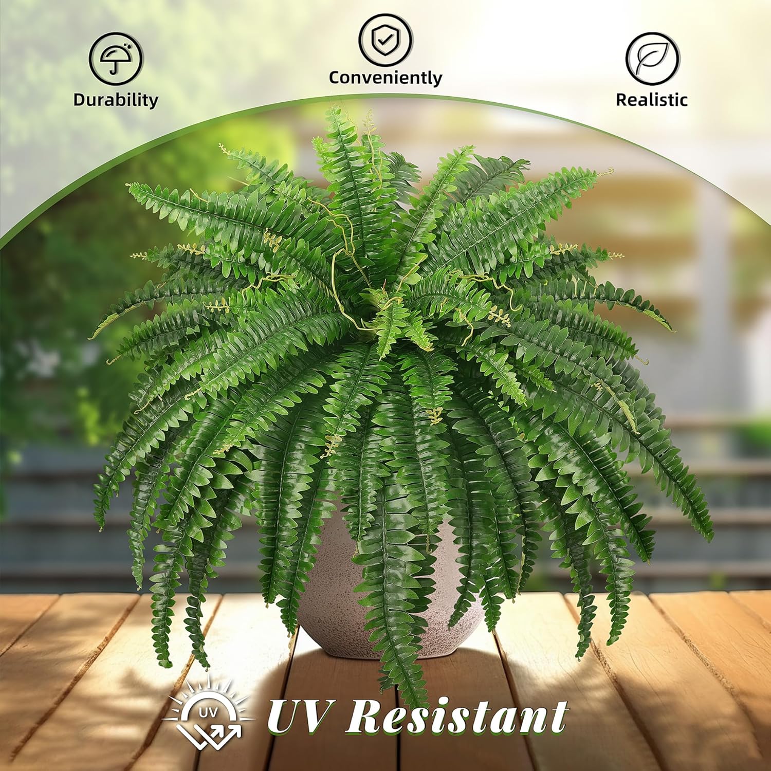 45" Fake Ferns, Realistic Large Artificial Bush Plants, 2 Artificial B