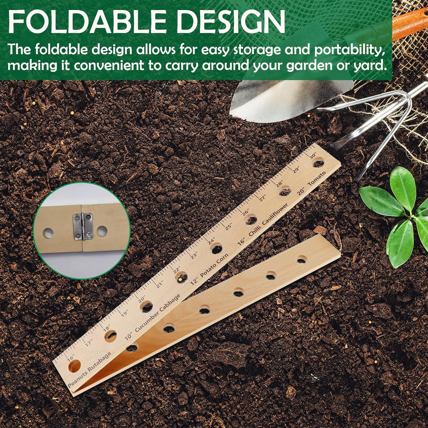 Foldable Plant Ruler Spacer Tool Seeder – Precise Planting for Vegetab