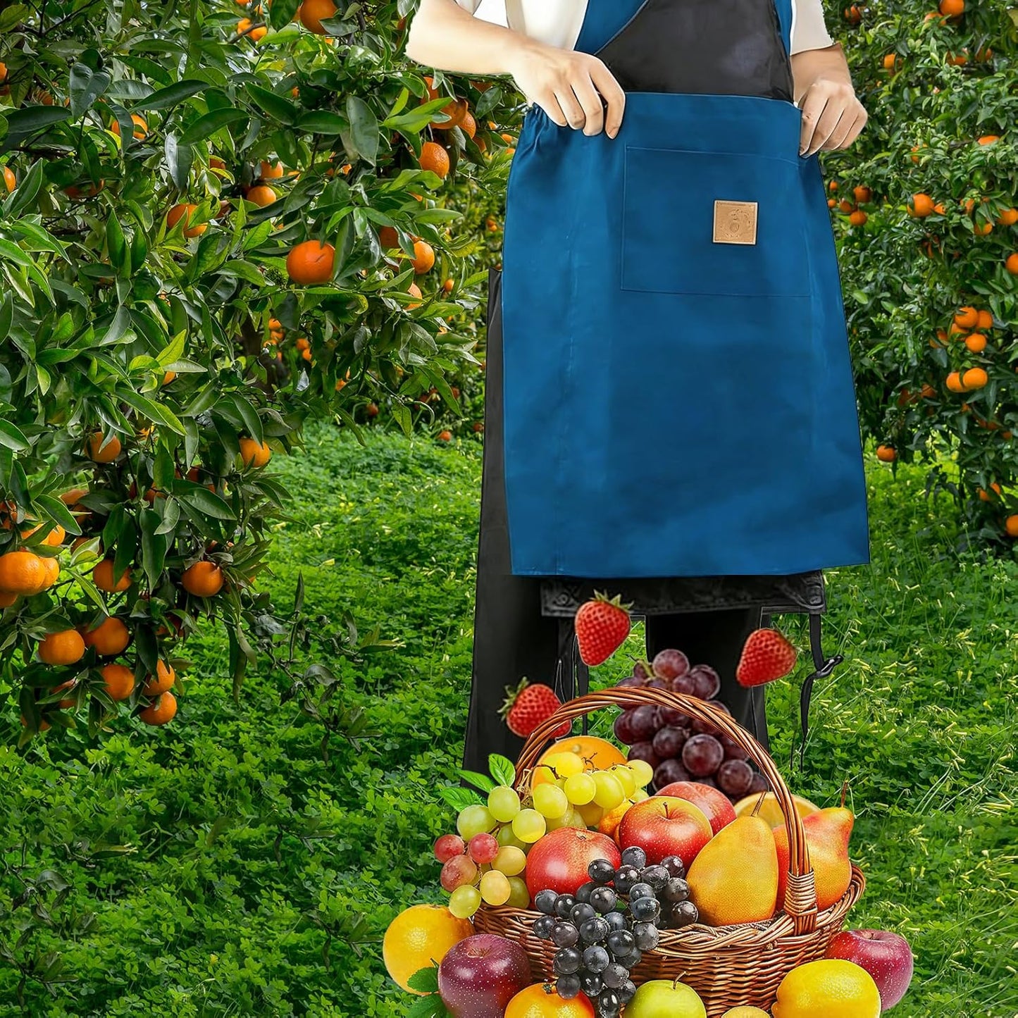 Gardening Apron with Pockets Canvas Garden Harvest Aprons for Women & Men, Gardening Tool Belt for Outdoor Picking