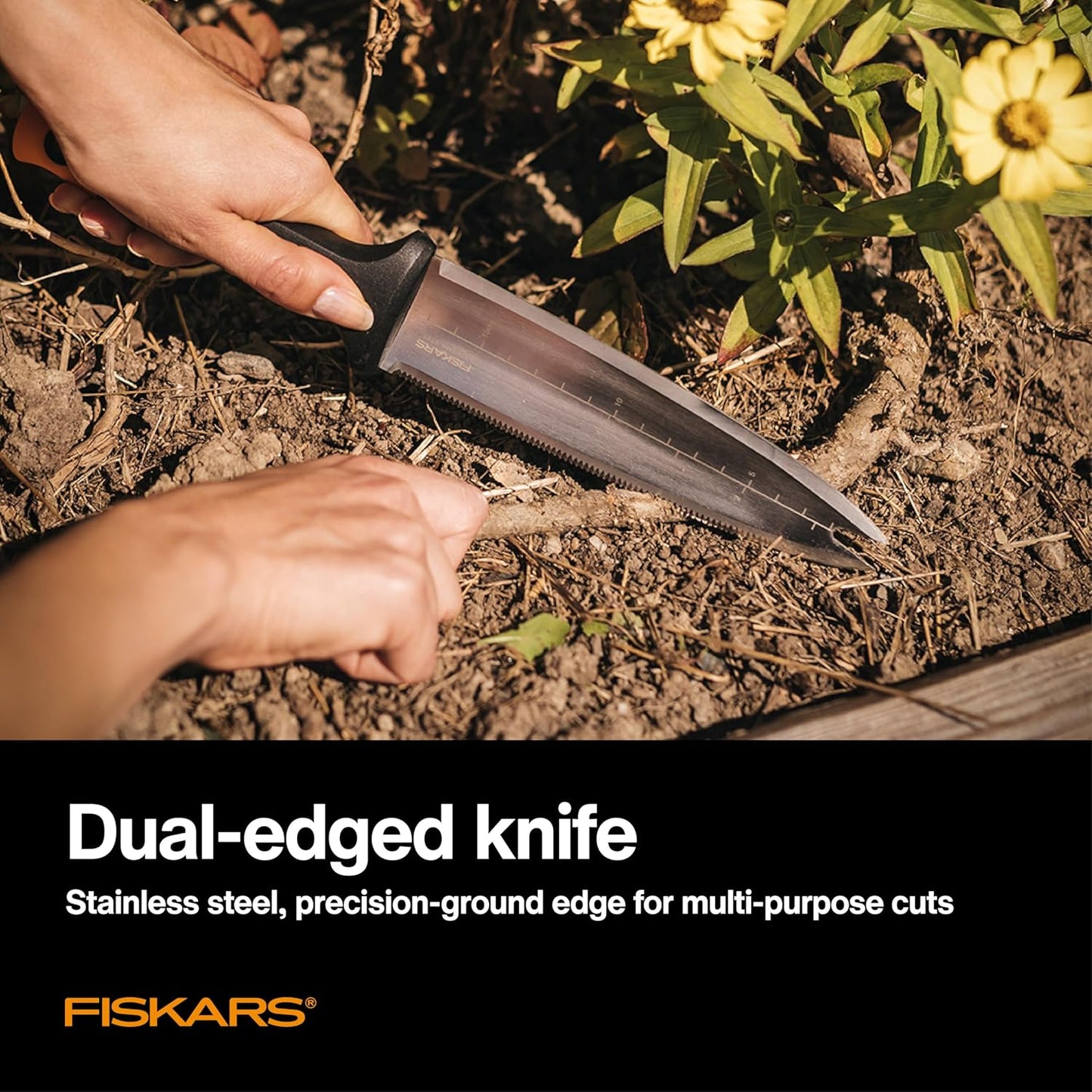 Fiskars Hori Hori Garden Knife with Sheath, Multi-Purpose Heavy Duty G