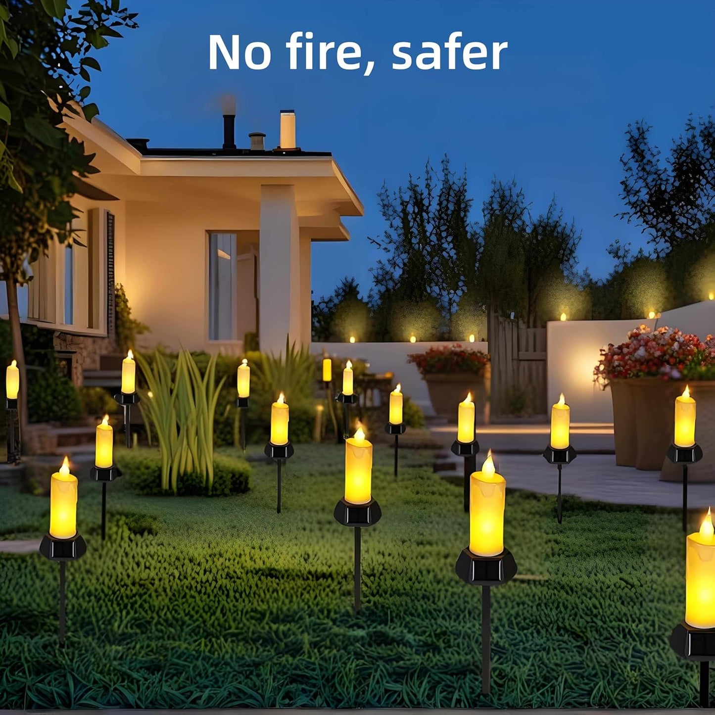 Mengshen Solar Candle Light Crystal Style with 3 Panels IP65 Waterproof Auto On/Off LED Flame Effect Includes Ground Stake for Garden