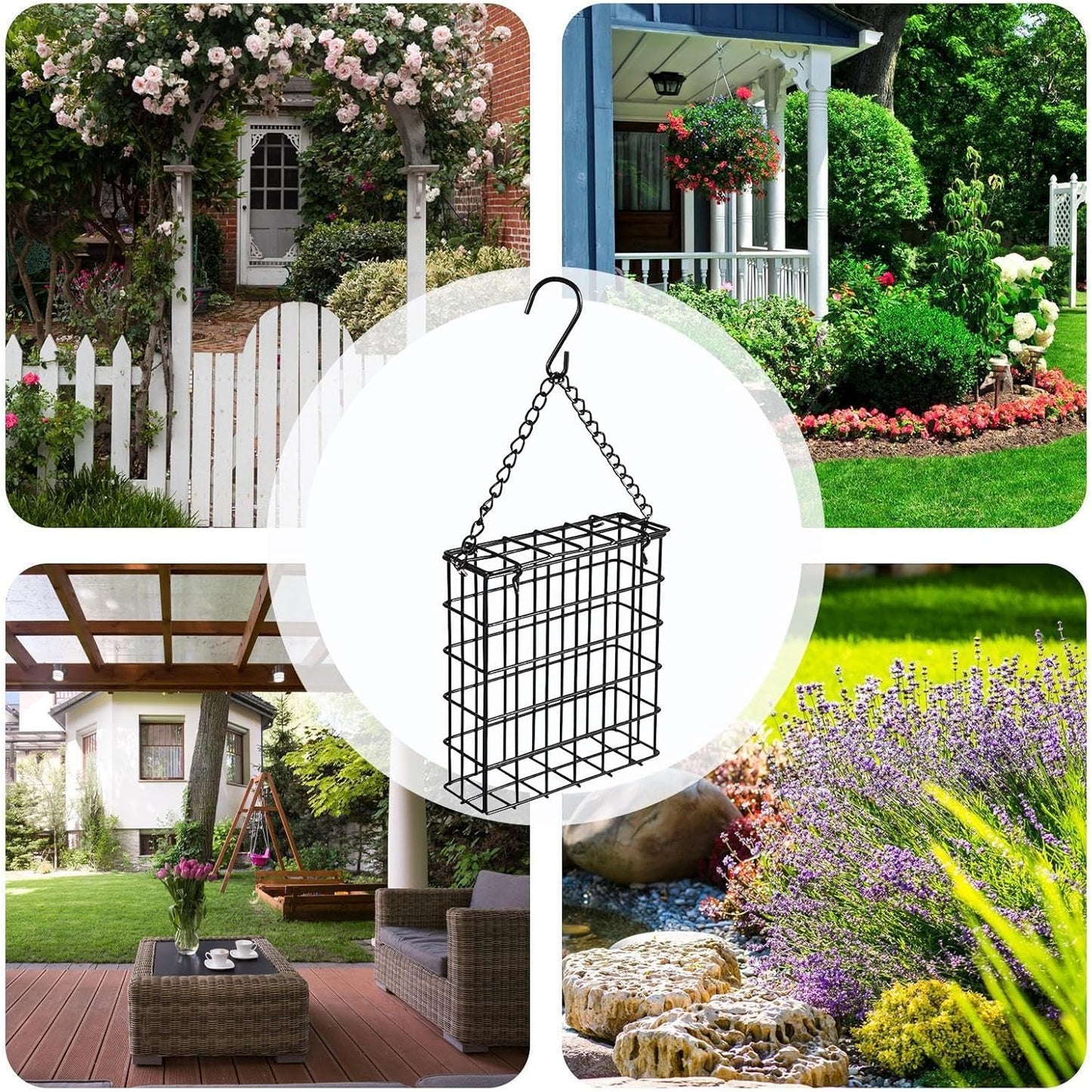 Wire Mesh Bird Feeder, Suet Cage Dispenser, Hangable Feeders with Sturdy Design, Outdoor Feeding Accessory, Patio Garden Feeder with Practical Style, Backyard Tool for Lawn Balcony