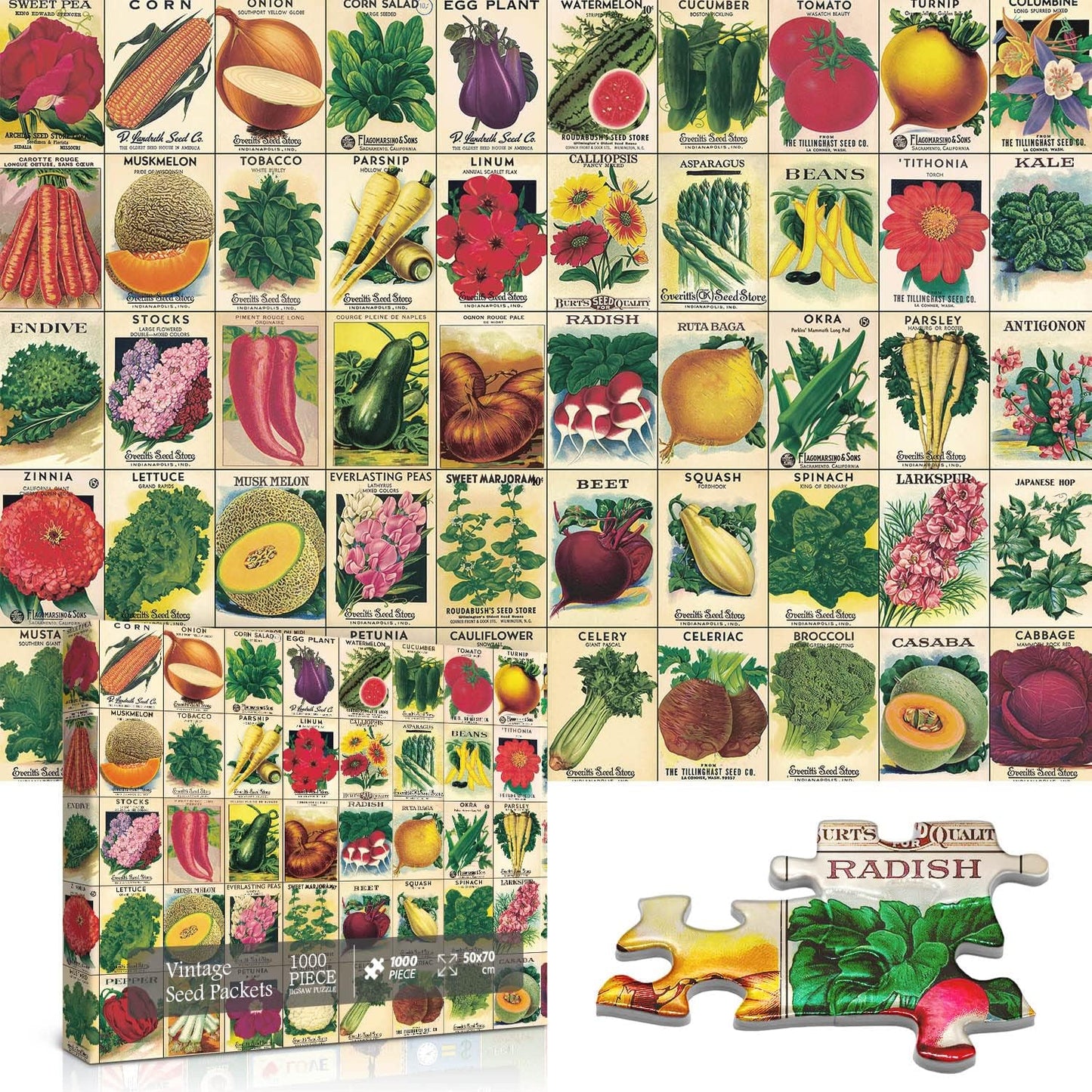 Vintage Plant Puzzle 1000 Pieces for Adult, Flower Puzzle of Heirloom 