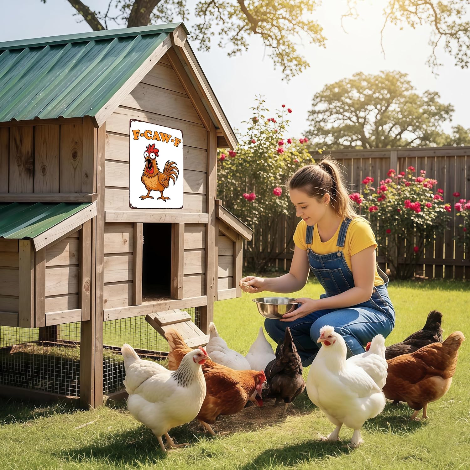 Funnysign Chicken Gifts Vintage Chicken F-CAW-F Tin Sign for Chicken-C