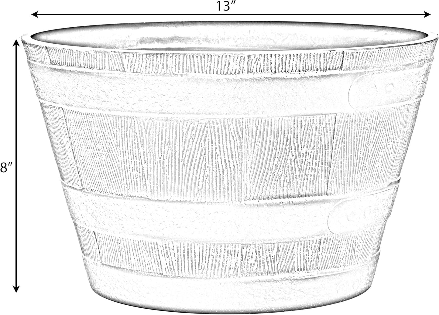 Gardenised Rustic Wood- Look Plastic Half Barrel Flower Pot Bucket Planter, Pack of 4