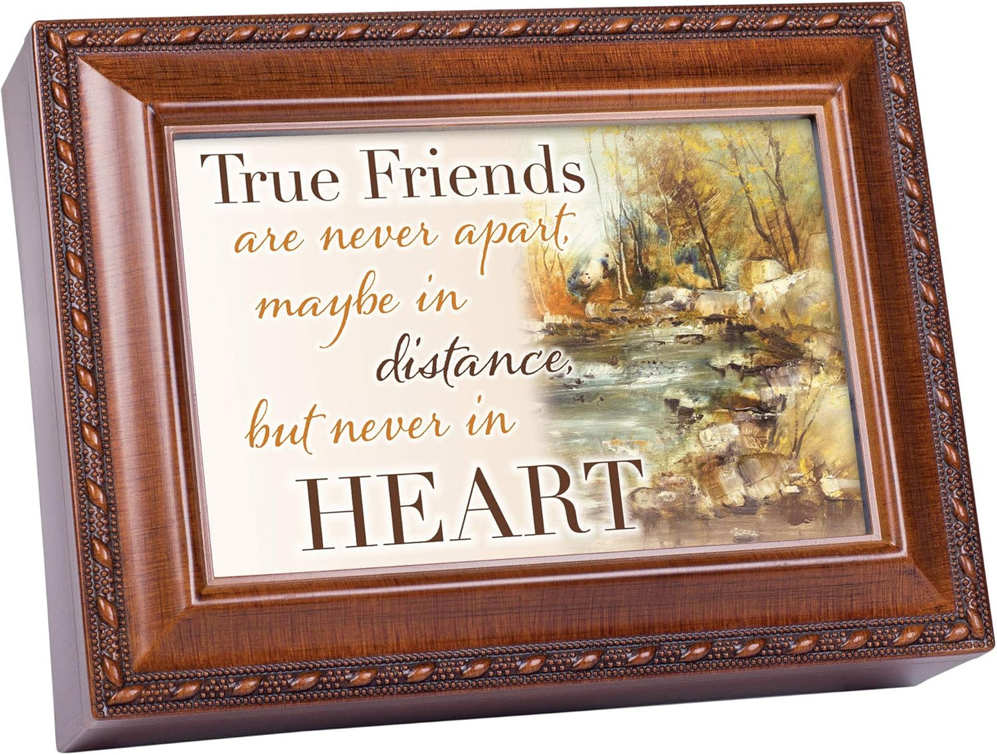 Cottage Garden True Friends Woodgrain Rope Trim Jewelry Music Box Play