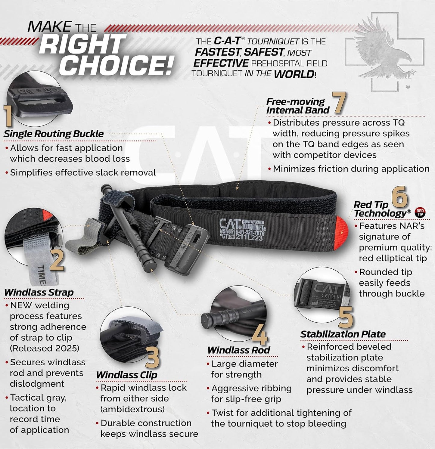 North American Rescue C-A-T Combat Application Tourniquet (Black) NAR 