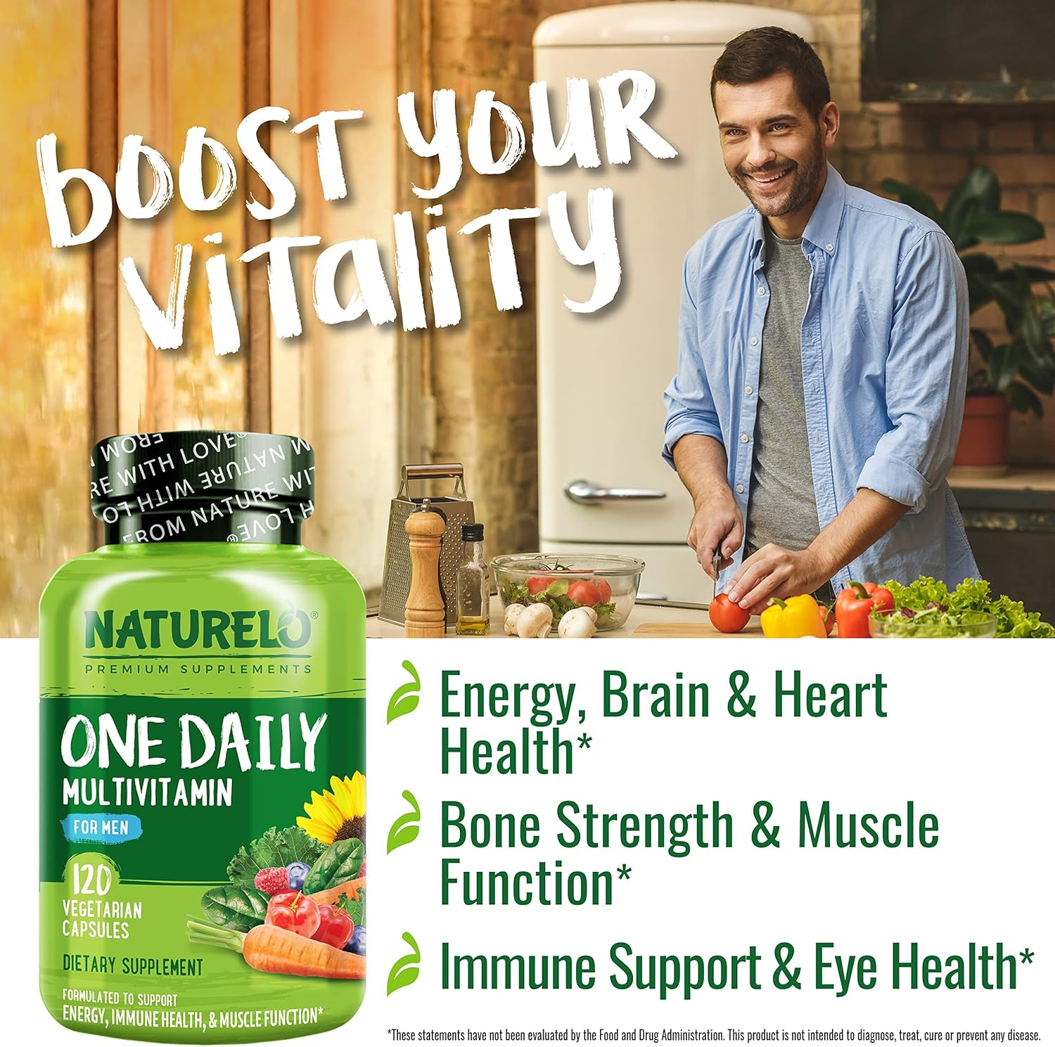 NATURELO Mens Multivitamins - One Daily Multivitamin for Men with Vita